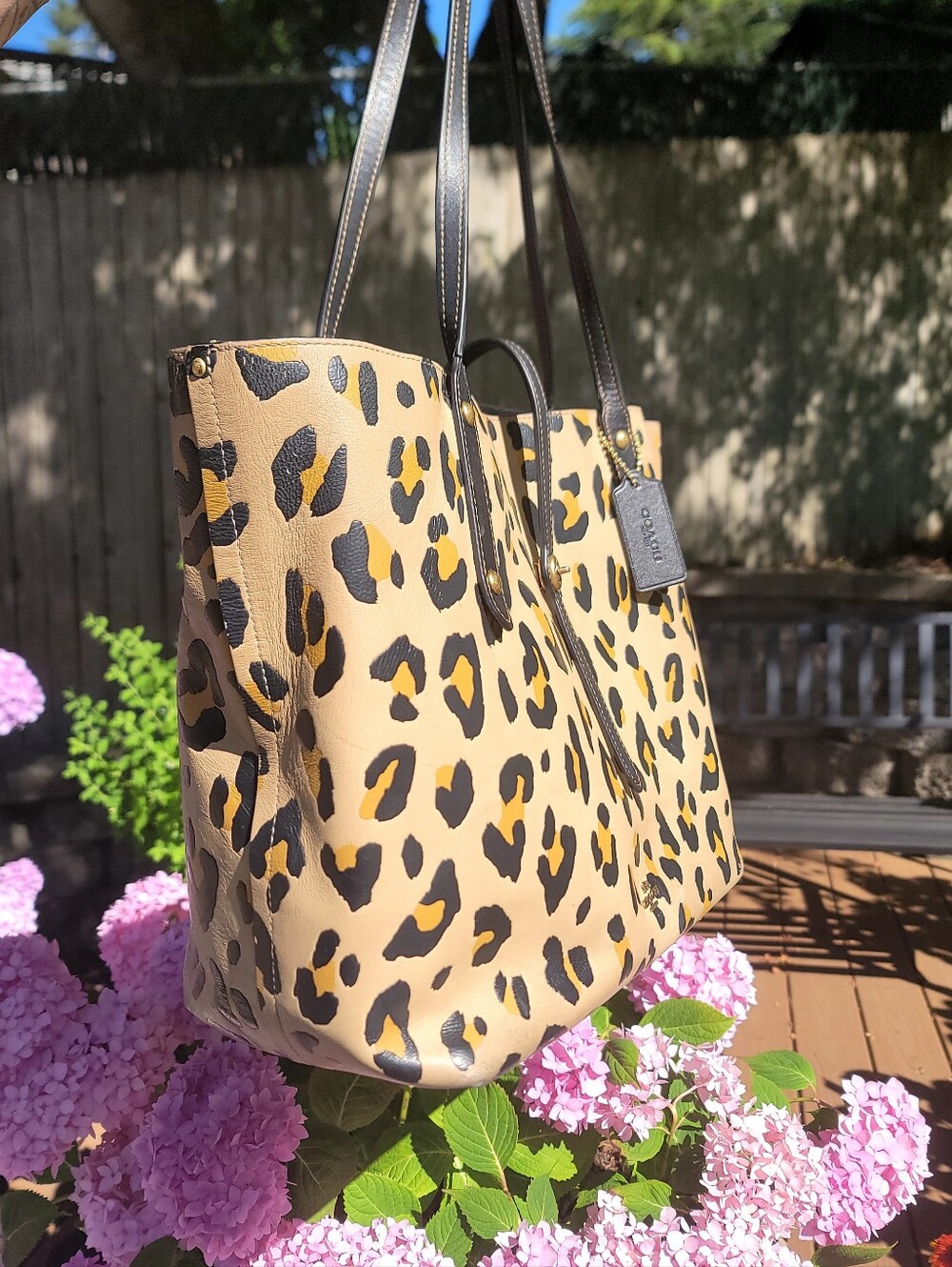 Coach Market Leopard Print Calf Leather Tote - Picture 11 of 16